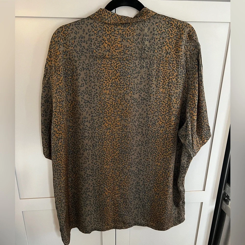 All Saints silk Brown Leopard Pattern Shirt - Picture 2 of 8